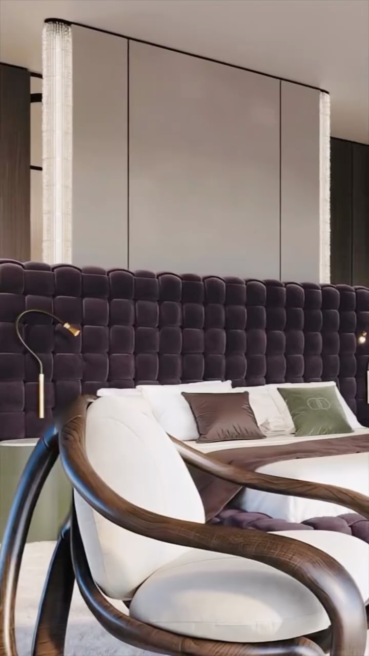 The bedroom in this residence was designed as a space of complete calm — where architecture, interior and nature exist in quiet harmony.

Panoramic windows open the room to the surrounding mountain landscape, allowing natural light and views to become part of the interior experience.

Here, the bedroom becomes more than a place to sleep — it becomes a place to pause, breathe and reconnect with nature.