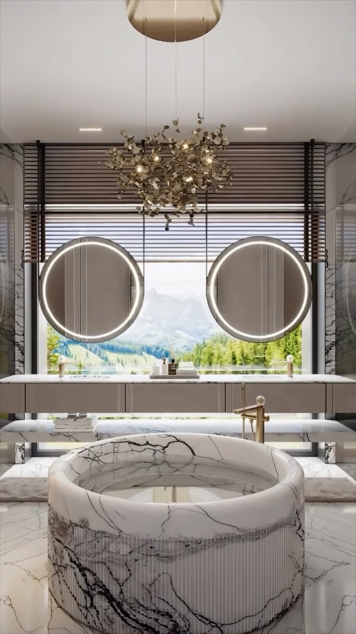 From sketch to reality. A simple idea — soft geometry, a circular bathtub, and perfect balance. On paper, it was just lines. In space, it became atmosphere.

Natural marble, reflections, and warm light shape a calm, refined interior where every detail feels intentional.

What starts as a sketch becomes a feeling.

Team: @natalybolshakova @andrii.shuliak
 @kalinina_iryna_ukraina  @olha_drachuk  @olga_boyko_n

Furniture:
Chandelier: @terzanilight 
Sink and shower faucets: @gessi_official 
Toilet and bidet: @ceramica_cielo 
Towel holder at the bidet and towel rack in the shower: @antoniolupidesign 
Pouf: @vittoria_frigerio

Contact us:
welcome@bolshakovastudio.com
www.bolshakovastudio.com

#BolshakovaStudio #InteriorDesign