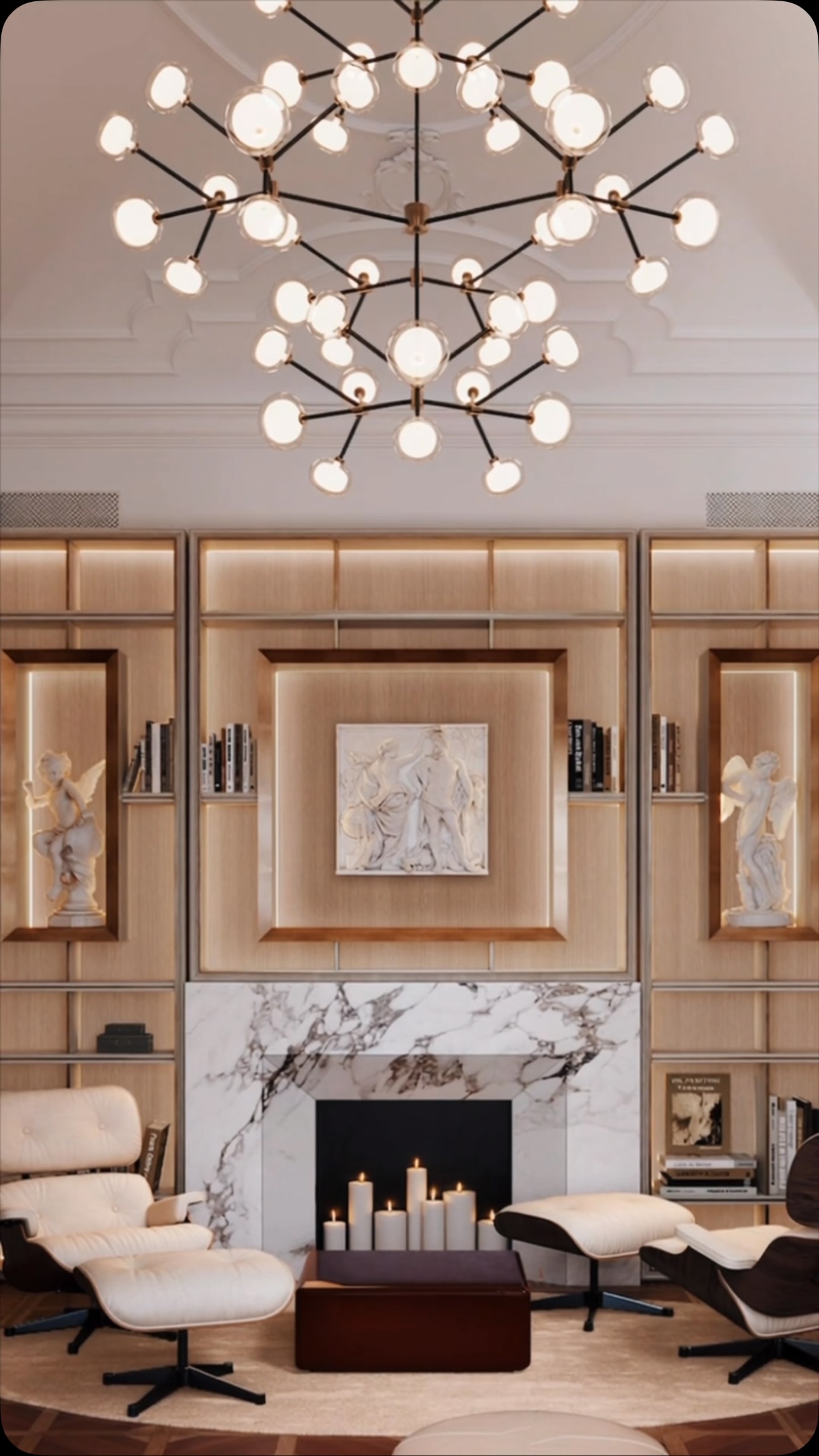 Set on the shores of Lake Como, this music room was designed as a place to slow down and experience the atmosphere of the location through space.

Classic architectural detailing meets contemporary softness — decorative ceilings, warm natural textures, sculptural lighting, and carefully composed proportions create a quiet sense of elegance.

Framed by the landscape beyond the windows, the interior becomes a setting for conversation, listening, and moments that unfold at their own pace.

A timeless interior where elegance feels effortless.

#BolshakovaStudio #LakeComo #InteriorDesign #LuxuryInteriors #TimelessDesign