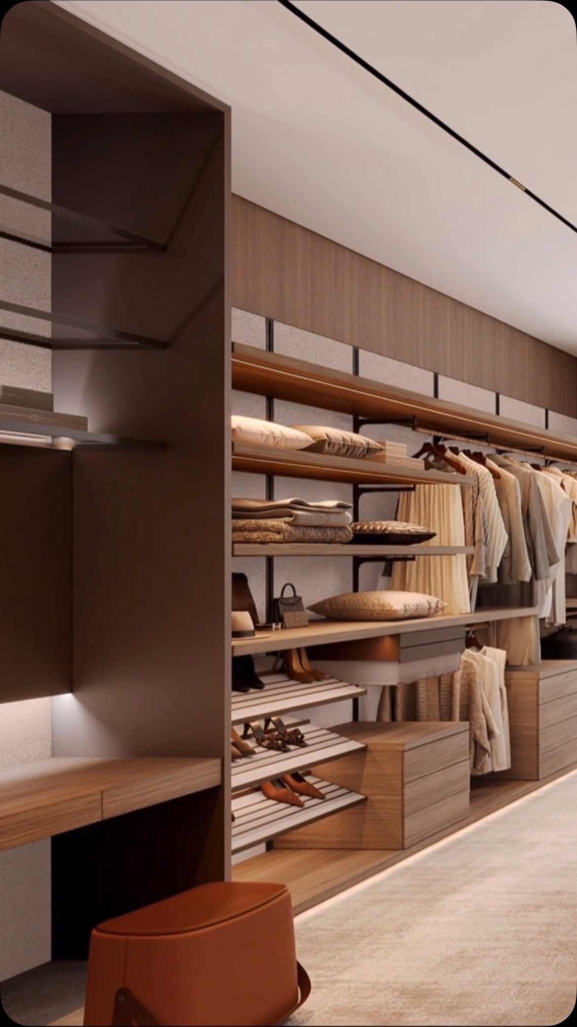 A walk-in closet designed not just to store, but to set the tone for the day.

A seamless transition between architecture and landscape. Warm wood textures, integrated light, and clean lines come together to elevate function into an effortless daily experience.

Defining personal luxury through precise form and calm clarity.

—
Team:
@natalybolshakova @andrii.shuliak 
@kalinina_iryna_ukraina @olha_drachuk @diloyan.e 
@matskevychlera 

#InteriorDesign #ClosetDesign #LuxuryInteriors #ModernLiving  #QuietLuxury